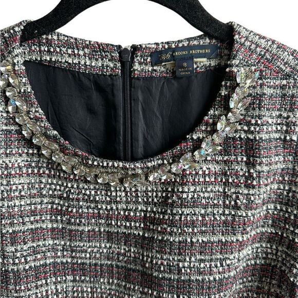 BROOKS BROTHERS TWEED SHORT SLEEVE TOP BLACK/WHITE SIZE 14 NWT - Picture 2 of 3